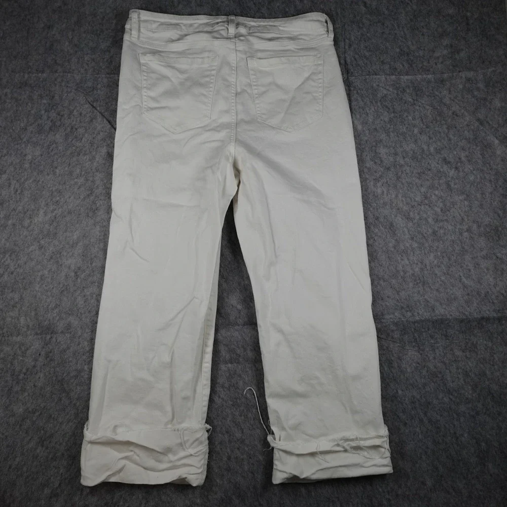 Ava & Viv Jeans Women 17 White Straight Button Fly Raw Hem High Waist Cuffed